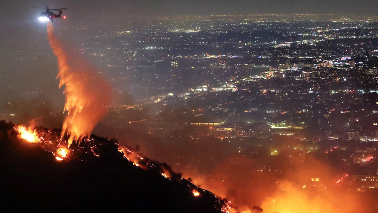 Hollywood hills fire breaks out as deadly wildfires burn out of control across los angeles area