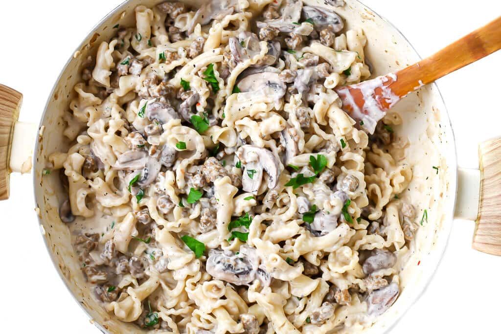 Quick cook a vegetarian meets sheet pan stroganoff