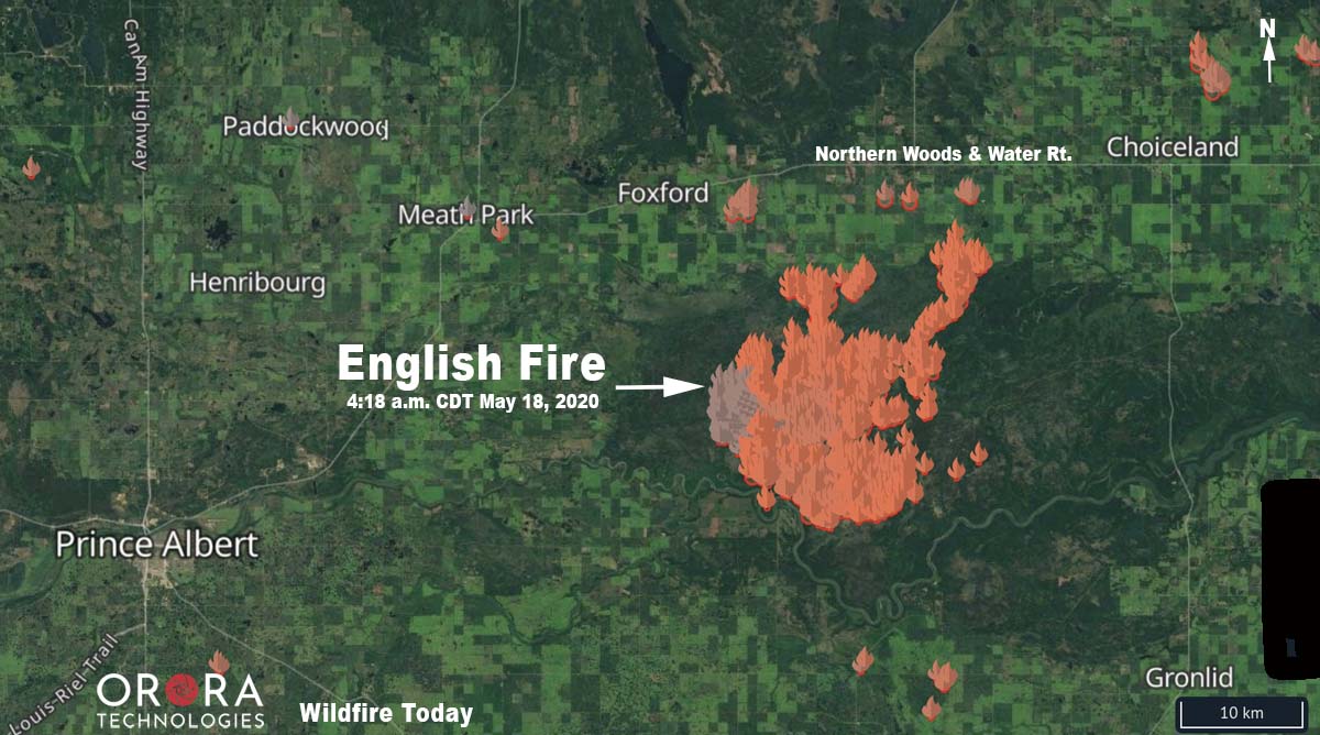 This map shows where the kenneth fire is burning near west hills