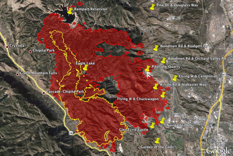 This map shows where the kenneth fire is burning near west hills