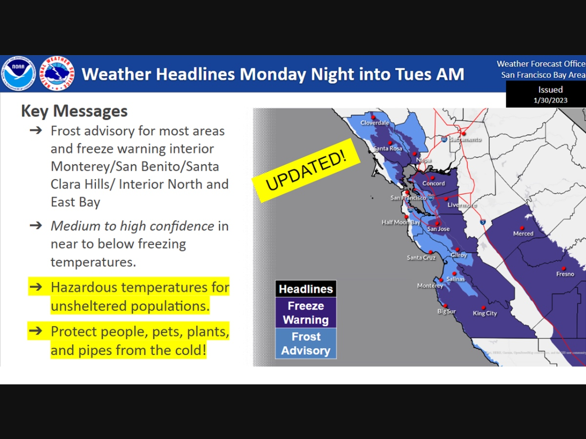 North bay interior mountains placed under a frost advisory until tuesday morning