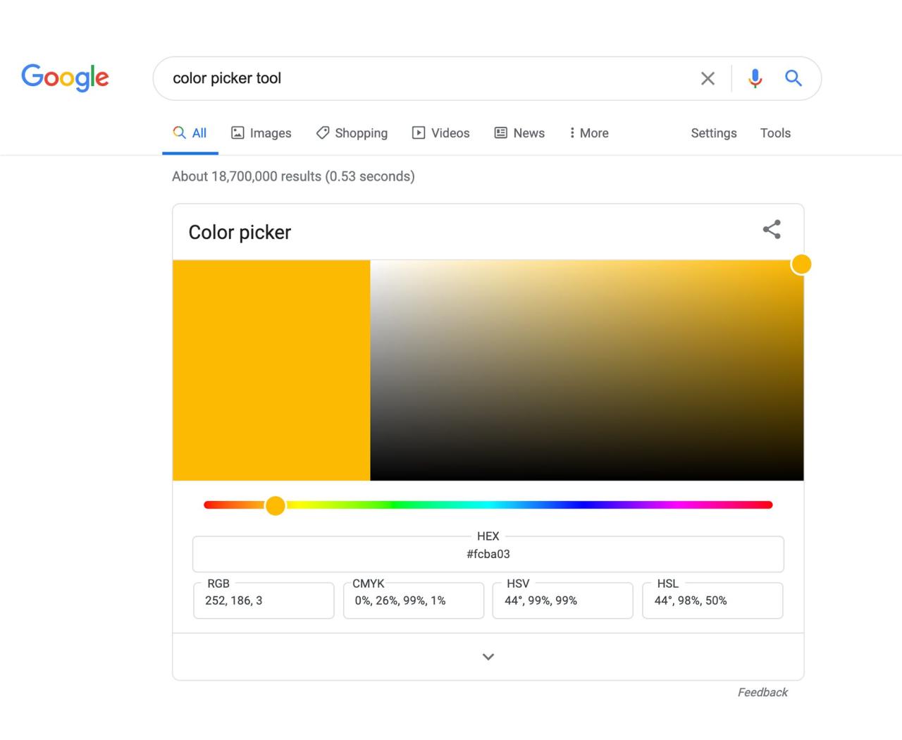 Google chrome color picker