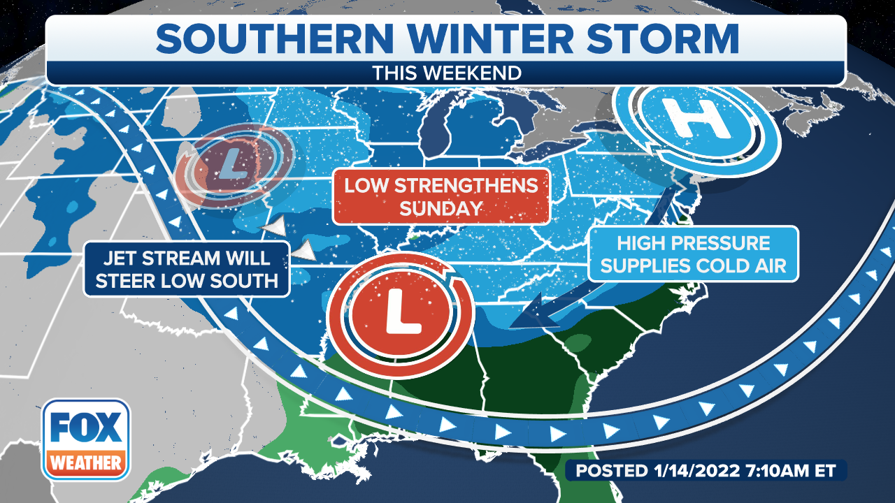 Winter storm deep south us