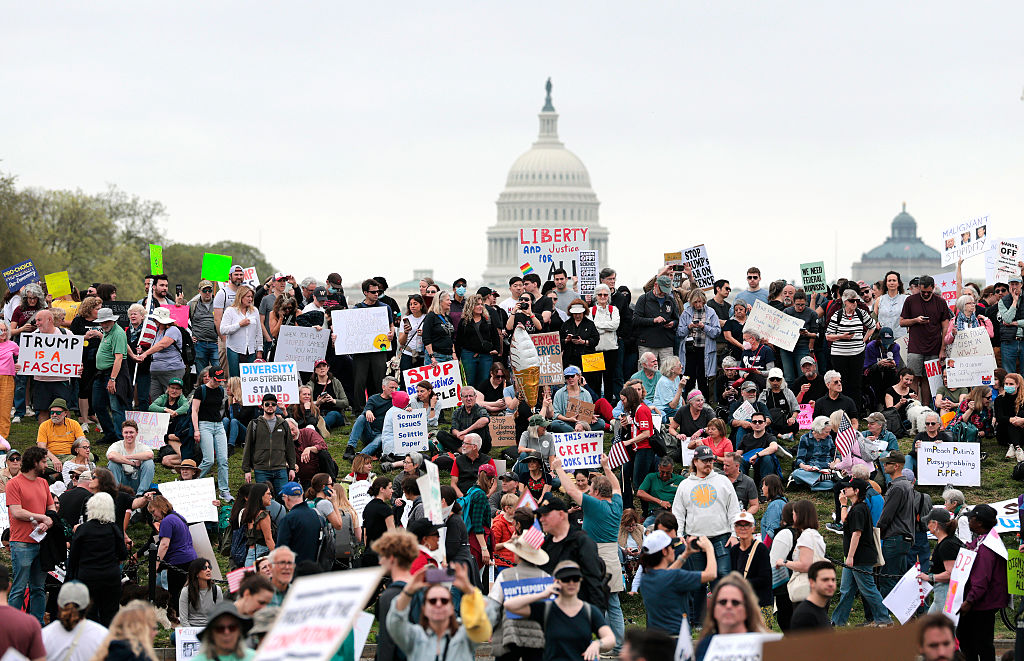 Photos protesters tee off against trump and musk at hands off rallies
